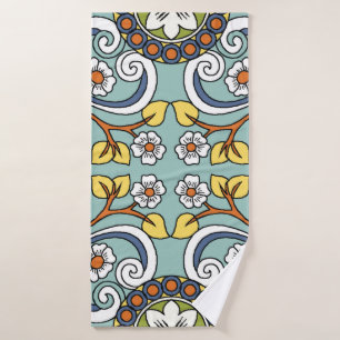 Seamless medallion Vintage multi color pattern in Bath Towel