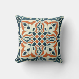 Seamless medallion Vintage multi color pattern Throw Pillow