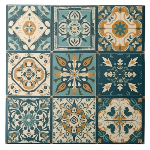 Seamless Mediterranean Ceramic Tile 9 Mini Tiles