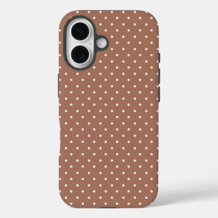 Seamless medium brown polka dot pattern iPhone 16 case