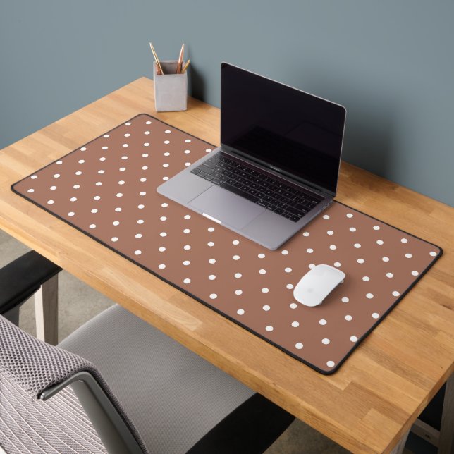 Seamless medium brown polka dot  pattern desk mat (Office 2)