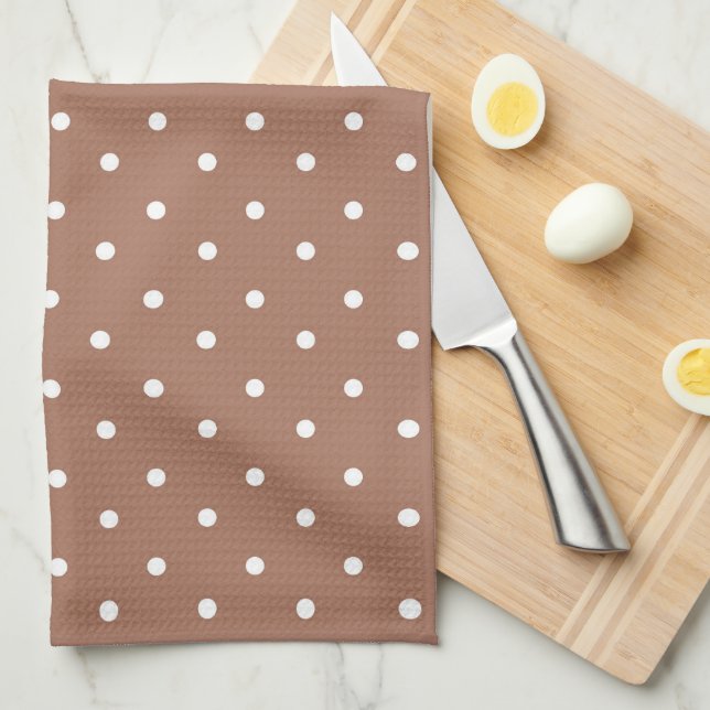 Seamless medium brown polka dot  pattern kitchen towel (Quarter Fold)