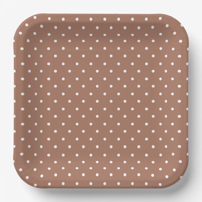 Seamless medium brown polka dot  pattern paper plates (Front)
