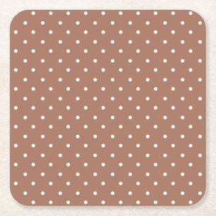 Seamless medium brown polka dot  pattern square paper coaster