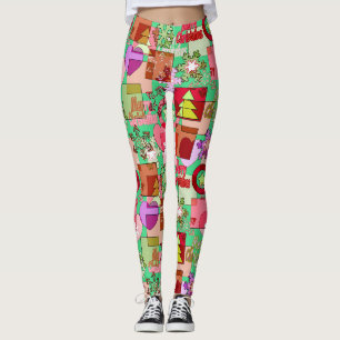 Seamless Merry Christmas geometric shapes pattern Leggings