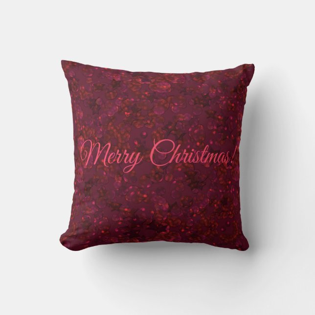 Seamless Merry Christmas glitter sequins sparkle r Throw Pillow (Front)