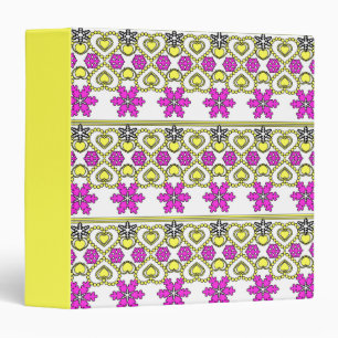 Seamless Merry Christmas ornamental snowflake hear 3 Ring Binder