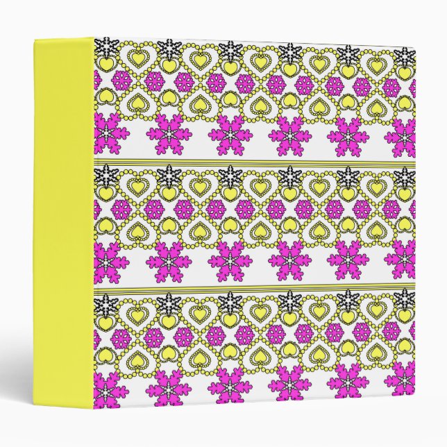 Seamless Merry Christmas ornamental snowflake hear 3 Ring Binder (Front/Spine)