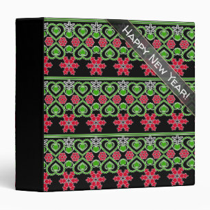 Seamless Merry Christmas ornamental snowflake hear 3 Ring Binder