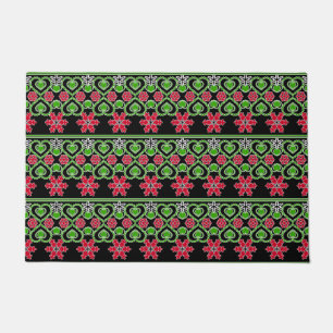 Seamless Merry Christmas ornamental snowflake hear Doormat