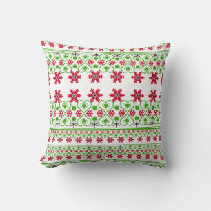 Seamless Merry Christmas ornamental snowflake hear Throw Pillow