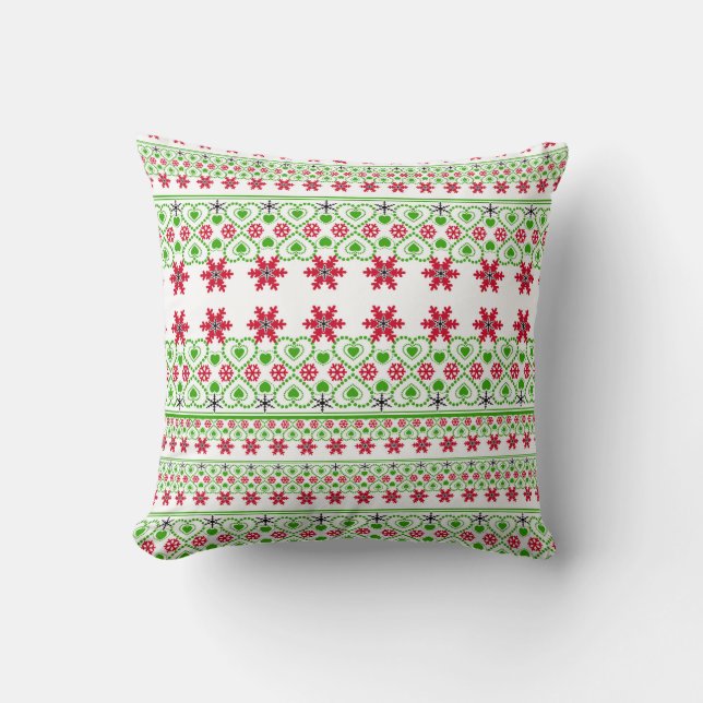 Seamless Merry Christmas ornamental snowflake Throw Pillow (Front)