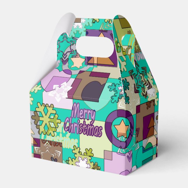 Seamless Merry Christmas Snowflake dark green colo Favor Boxes (Front Side)