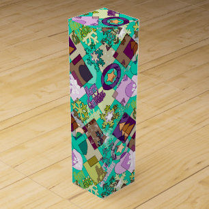 Seamless Merry Christmas Snowflake dark green colo Wine Box