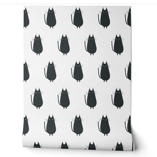 Seamless minimalist vector pattern of funny black  wallpaper  (Unrolling)