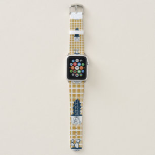 Seamless modern pattern with potted cacti, cute fa apple watch band