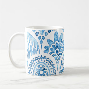 Seamless moroccan pattern. Wavy vintage tile. Blue Coffee Mug