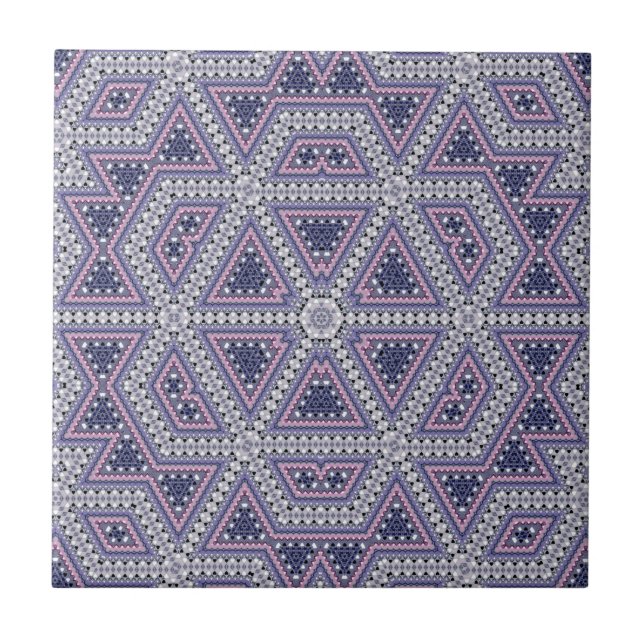 Seamless mosaic abstract kaleidoscope violet trian ceramic tile (Front)