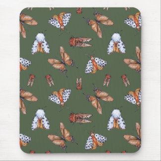 Seamless Moth and Butterfly Nature Print Mouse Pad