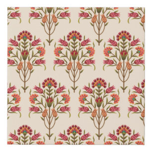 seamless mughal flower pattern design cream backgr faux canvas print