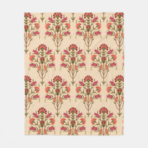 seamless mughal flower pattern design cream backgr fleece blanket