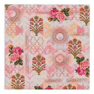 Seamless mughal with floral floral pattern on digi faux canvas print