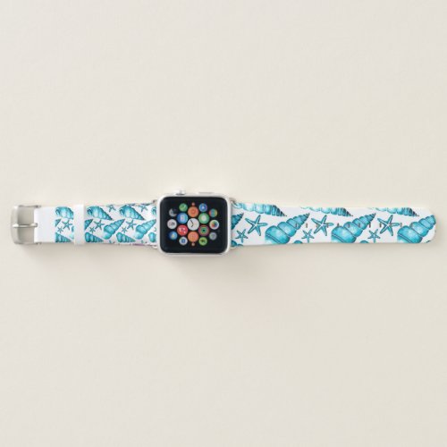  Seamless Multiple Seashells Custom Pattern Apple Watch Band