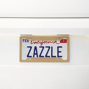 Seamless Natural Jute Burlap Fabric TexturePattern License Plate Frame