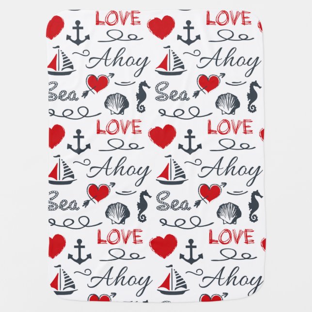 Seamless nautical pattern baby blanket (Front)