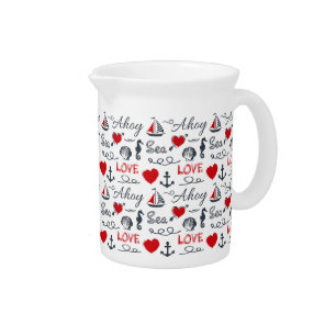 Seamless nautical pattern beverage pitcher