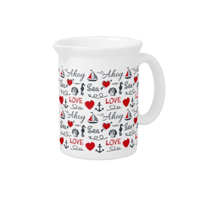 Seamless nautical pattern beverage pitcher (Right)