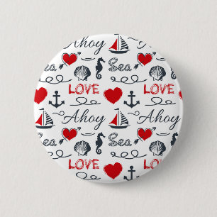 Seamless nautical pattern button