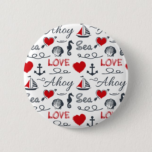 Seamless nautical pattern button (Front)
