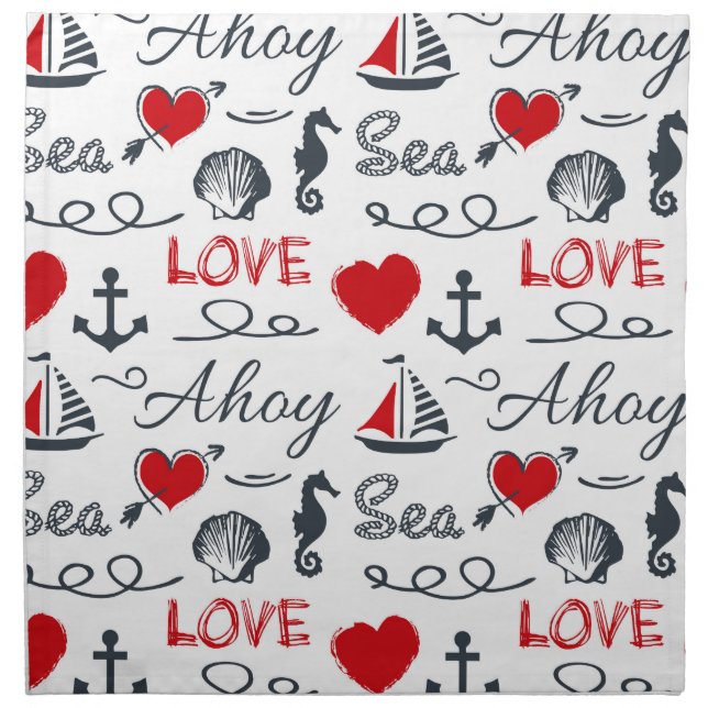 Seamless nautical pattern cloth napkin (Front)
