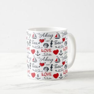 Seamless nautical pattern coffee mug