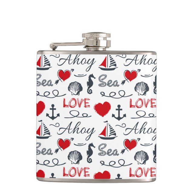 Seamless nautical pattern flask (Front)