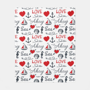 Seamless nautical pattern fleece blanket
