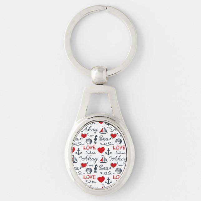 Seamless nautical pattern keychain (Front)