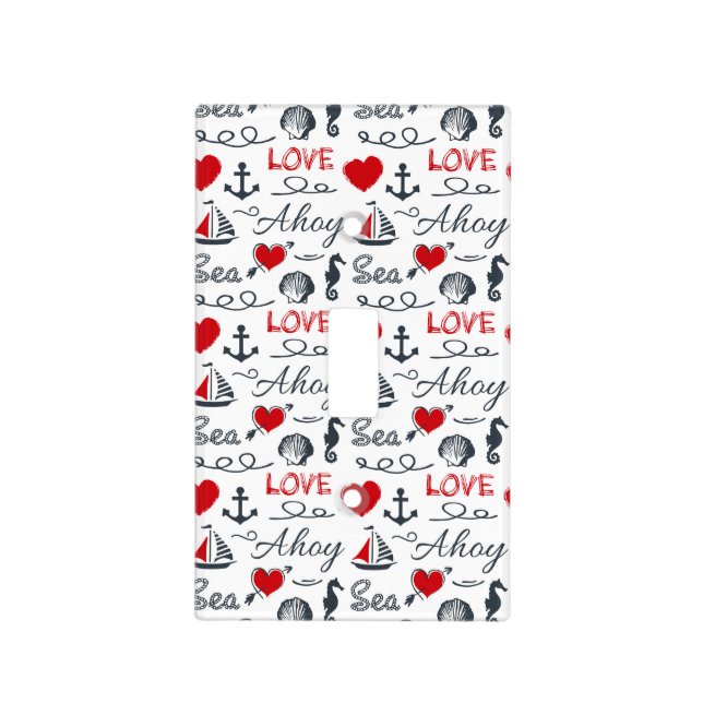 Seamless nautical pattern light switch cover (Front)