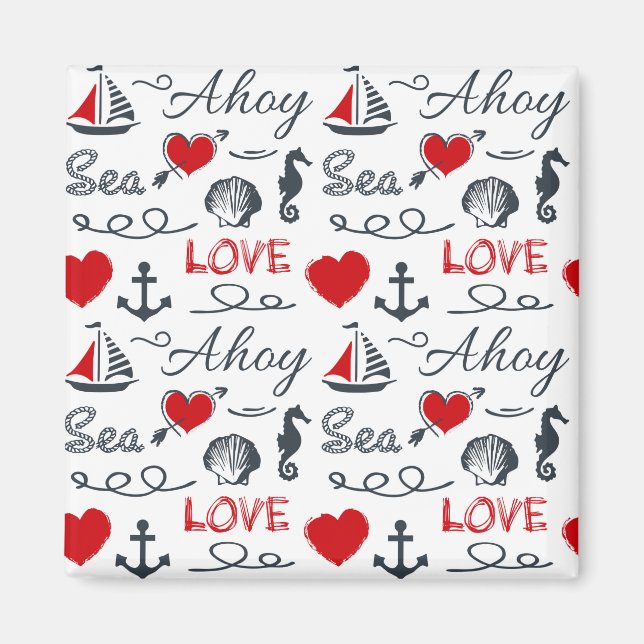 Seamless nautical pattern magnet (Front)