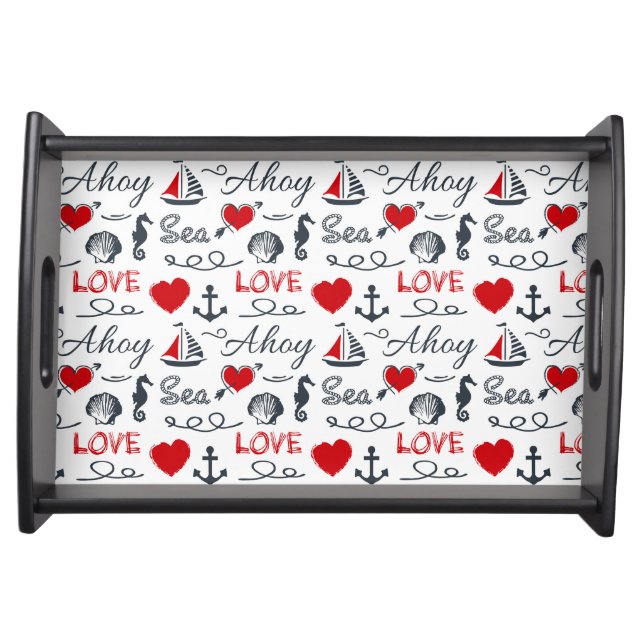 Seamless nautical pattern serving tray (Front)