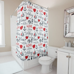 Seamless nautical pattern shower curtain