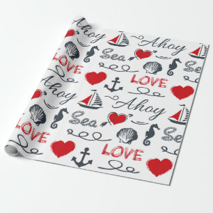 Seamless nautical pattern wrapping paper