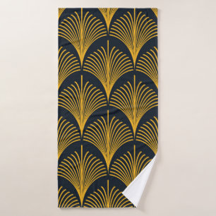 Seamless neon orange vintage art deco peacock fish bath towel