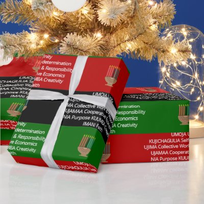 Seamless NGUZO SABA 7 Principles KWANZAA Wrapping Paper