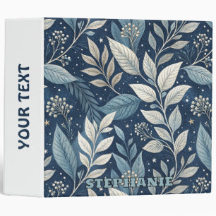 Seamless Night Garden Botanical Pattern 3 Ring Binder
