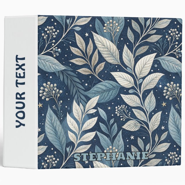 Seamless Night Garden Botanical Pattern 3 Ring Binder (Front/Spine)