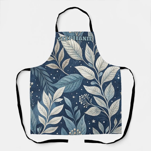 Seamless Night Garden Botanical Pattern Apron (Front)