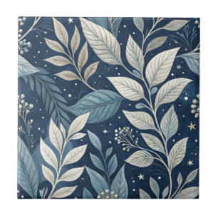 Seamless Night Garden Botanical Pattern Ceramic Tile