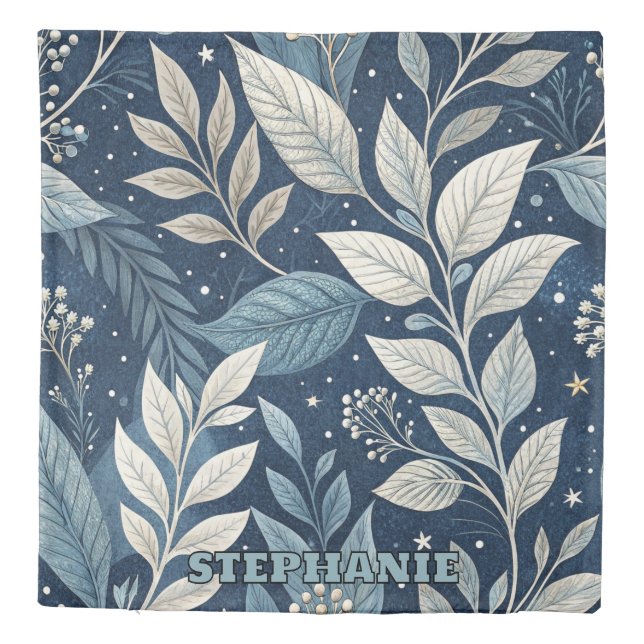 Seamless Night Garden Botanical Pattern Duvet Cover (Back)